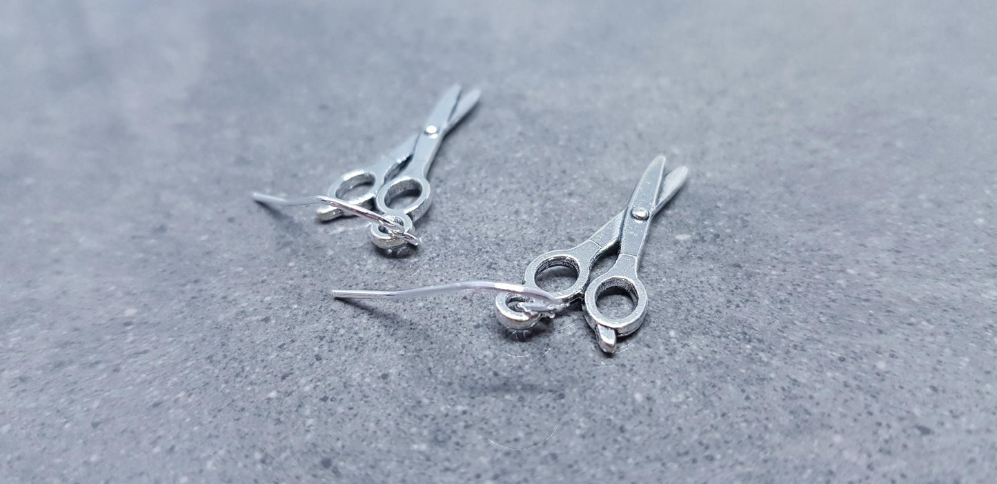 Scissors Earrings, Hypoallergenic Ear Wires, 925 Sterling Silver Hooks, Silver Plated Hooks, Sewers Earrings, Hairdressers Jewellery