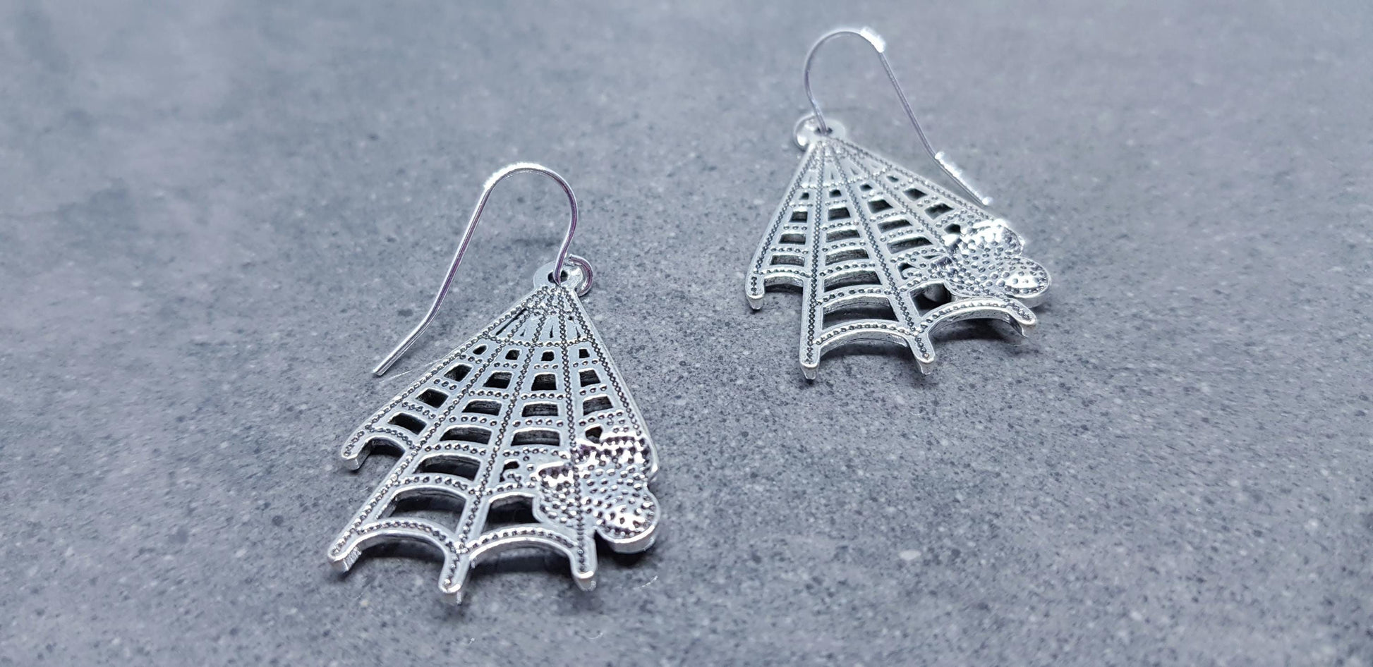 Spider Web Earrings, Hypoallergenic Ear Wires, Cob Web Earrings, Gothic Earrings, Spider Earrings