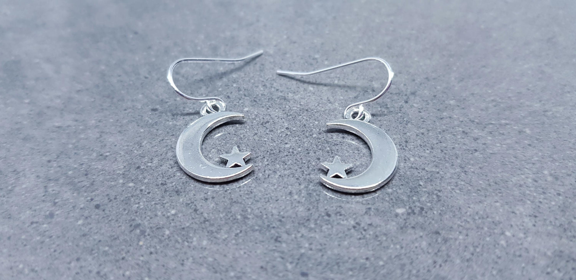 Crescent Moon and Star Earrings, Hypoallergenic Ear Wires, Star Earrings, Crescent Moon Earrings