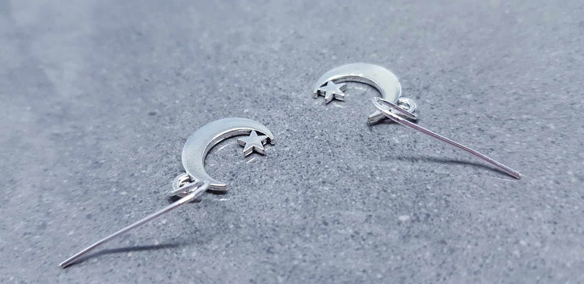 Crescent Moon and Star Earrings, Hypoallergenic Ear Wires, Star Earrings, Crescent Moon Earrings