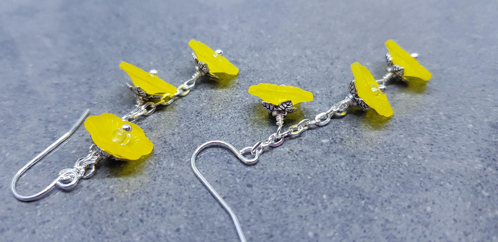 Flower Earrings, Hypoallergenic Ear Wires, Yellow Earrings, Boho Jewelry, Simple Vintage Earrings