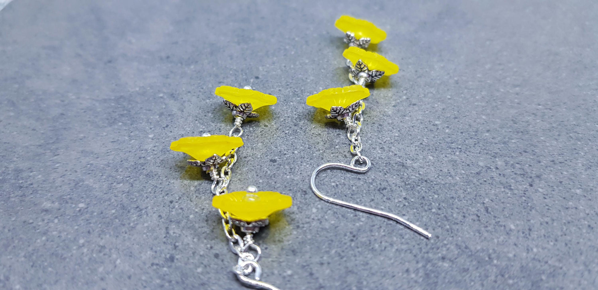 Flower Earrings, Hypoallergenic Ear Wires, Yellow Earrings, Boho Jewelry, Simple Vintage Earrings