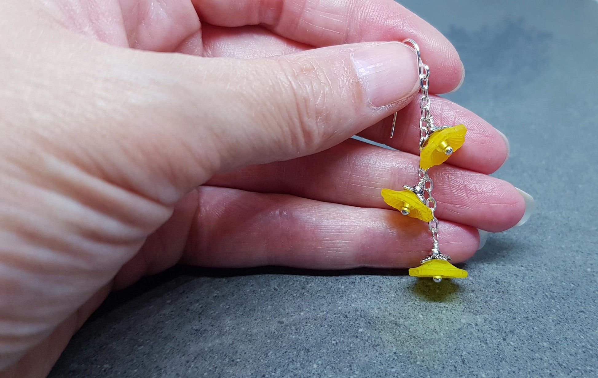 Flower Earrings, Hypoallergenic Ear Wires, Yellow Earrings, Boho Jewelry, Simple Vintage Earrings