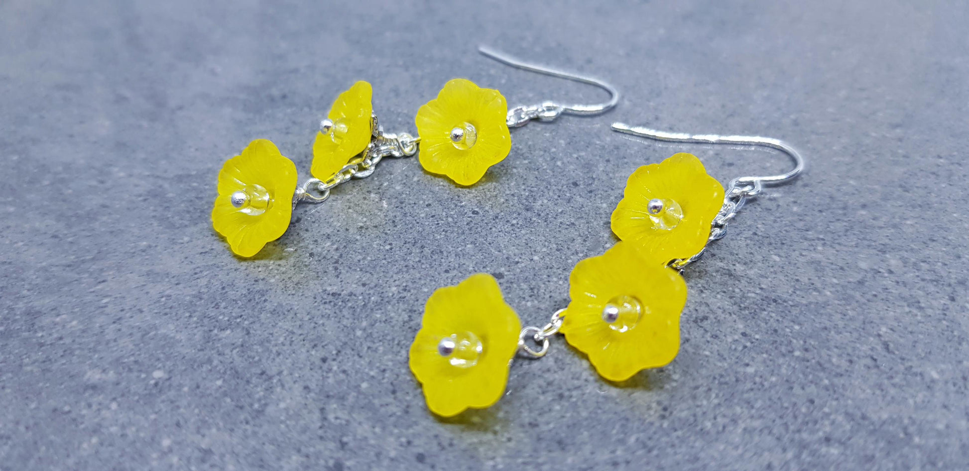 Flower Earrings, Hypoallergenic Ear Wires, Yellow Earrings, Boho Jewelry, Simple Vintage Earrings