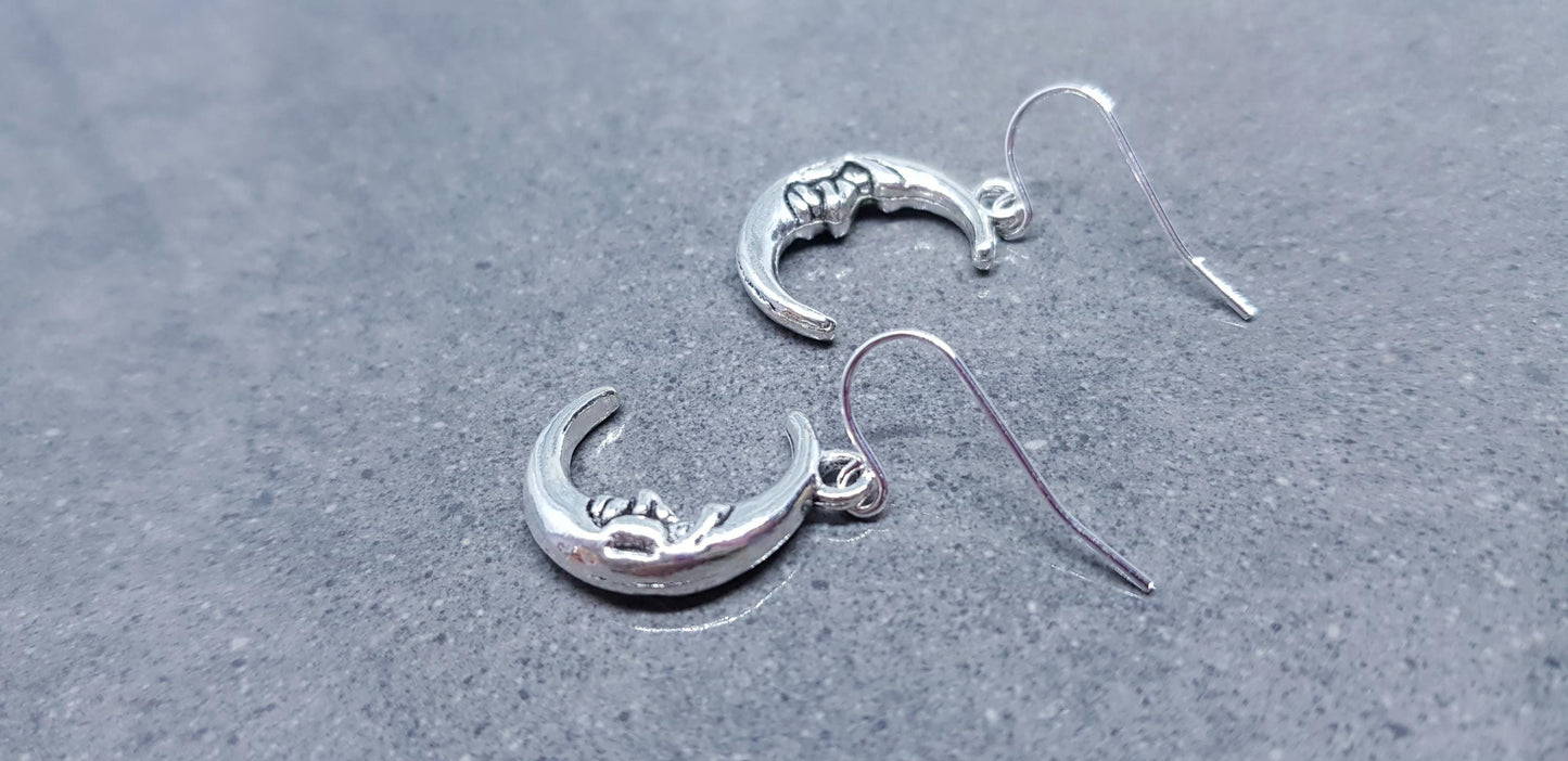 Moon Earrings, Hypoallergenic Ear Wires, Sterling Silver Ear Wires, Crescent Moon Earrings, Celestial Earrings, Moon Jewellery