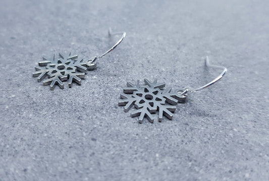 Snowflake Earrings, Christmas Earrings, Hypoallergenic Ear Wires, Festive Earrings, Stainless Steel, Winter Jewellery