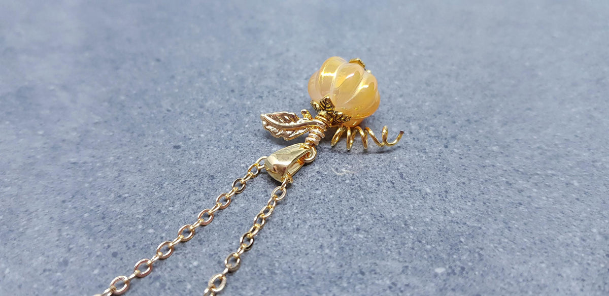 Glass Pumpkin Clip On Charm, Bracelet, Necklace, Stitch Marker, Zipper Pull, Halloween Autumn Gift