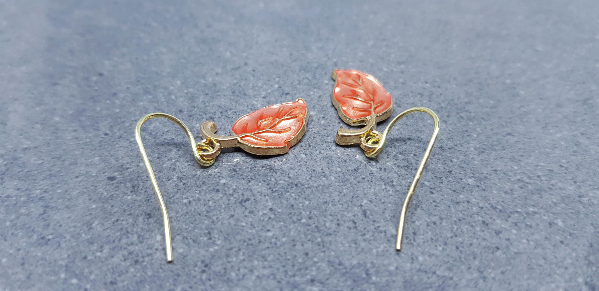 Leaf Earrings, Choice of Ear Wires, Autumn Leaves, Choice of Colours, Coral, Green, Golden, Gold Plated Jewellery