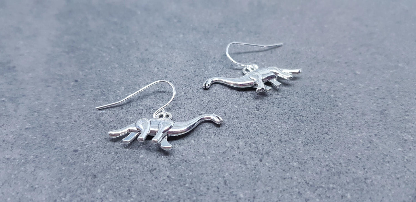 Diplodocus Earrings, Hypoallergenic Ear Wires, Long Neck Dinosaur, Jurassic Earrings, Cute Jewellery