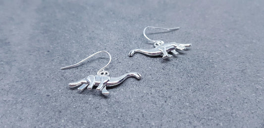 Diplodocus Earrings, Hypoallergenic Ear Wires, Long Neck Dinosaur, Jurassic Earrings, Cute Jewellery