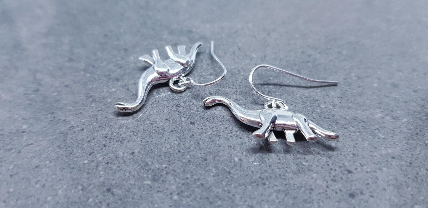 Diplodocus Earrings, Hypoallergenic Ear Wires, Long Neck Dinosaur, Jurassic Earrings, Cute Jewellery