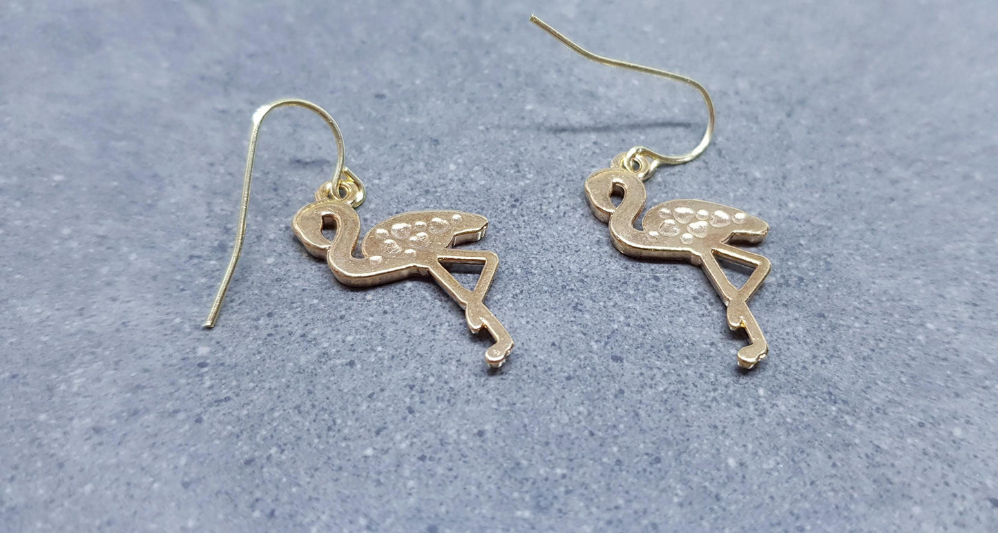 Pink Flamingo Earrings, Hypoallergenic Ear Wires, Pink Earrings