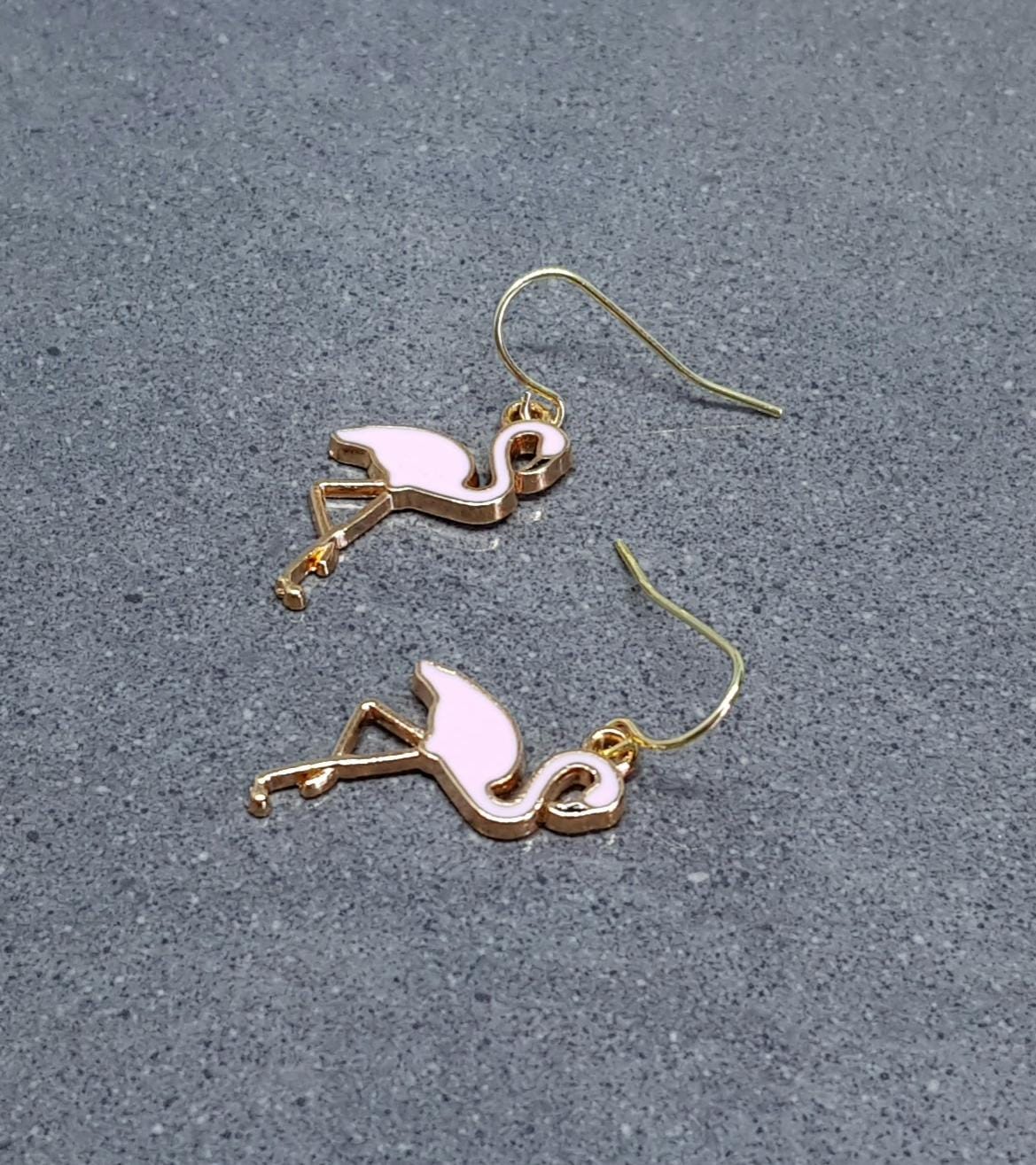 Pink Flamingo Earrings, Hypoallergenic Ear Wires, Pink Earrings