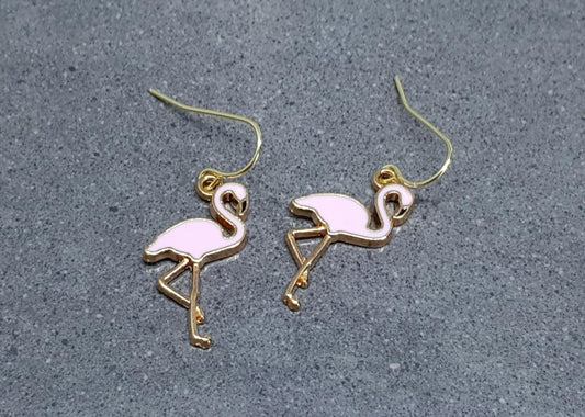 Pink Flamingo Earrings, Hypoallergenic Ear Wires, Pink Earrings
