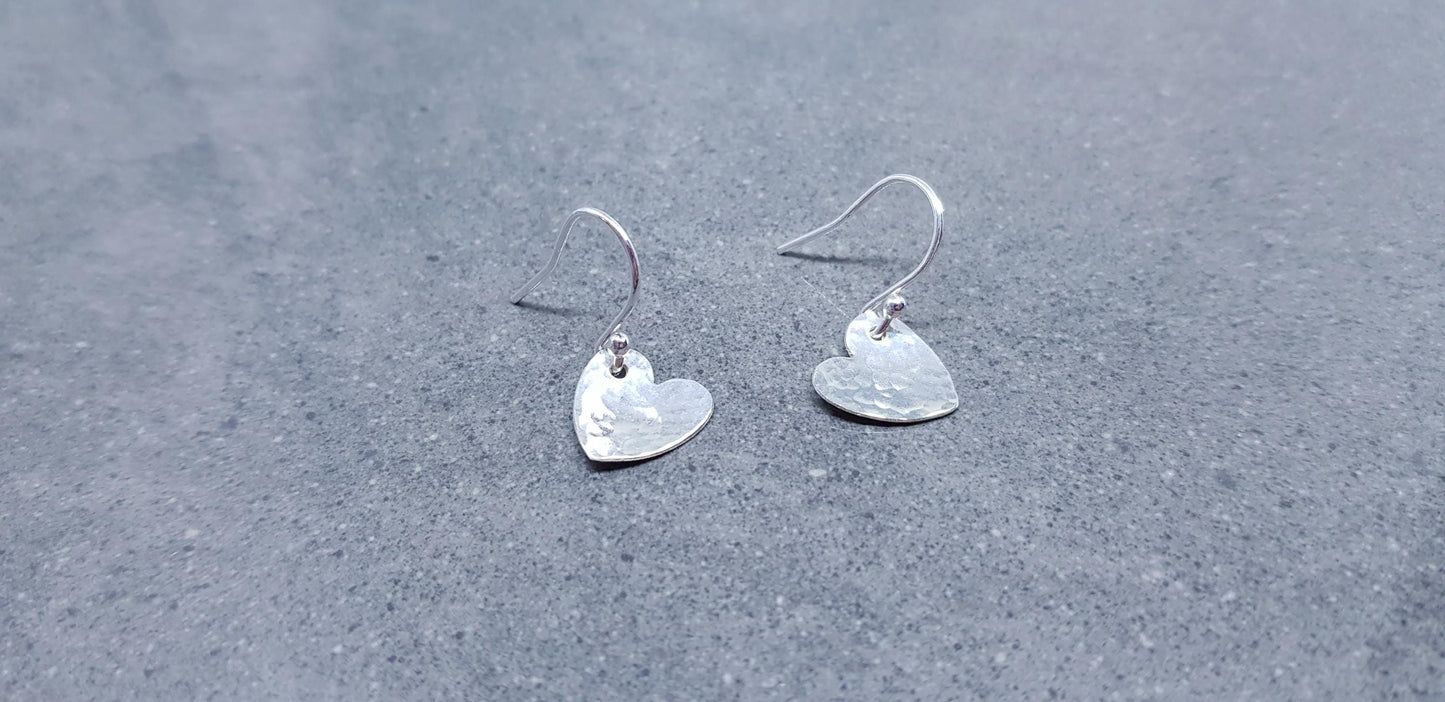 Sterling Silver Heart Earrings, Silver Heart Earrings, Solid 925 Sterling Silver Heart Earrings, Sterling Silver Ear Wires