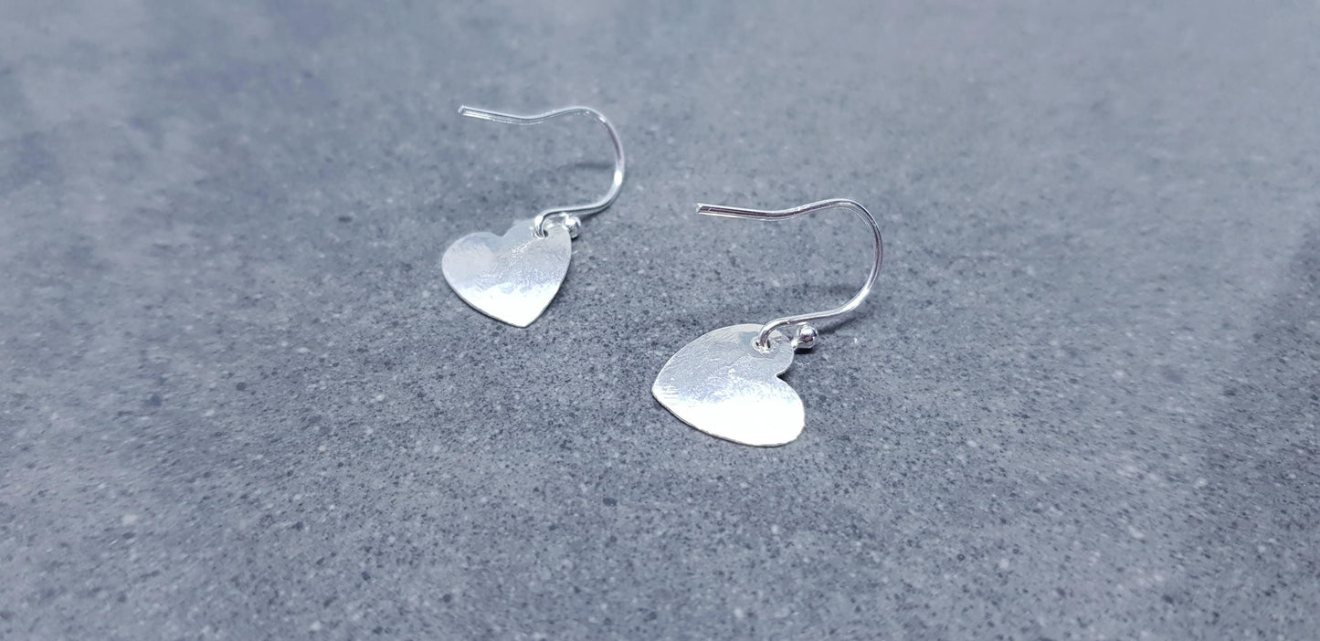 Sterling Silver Heart Earrings, Silver Heart Earrings, Solid 925 Sterling Silver Heart Earrings, Sterling Silver Ear Wires