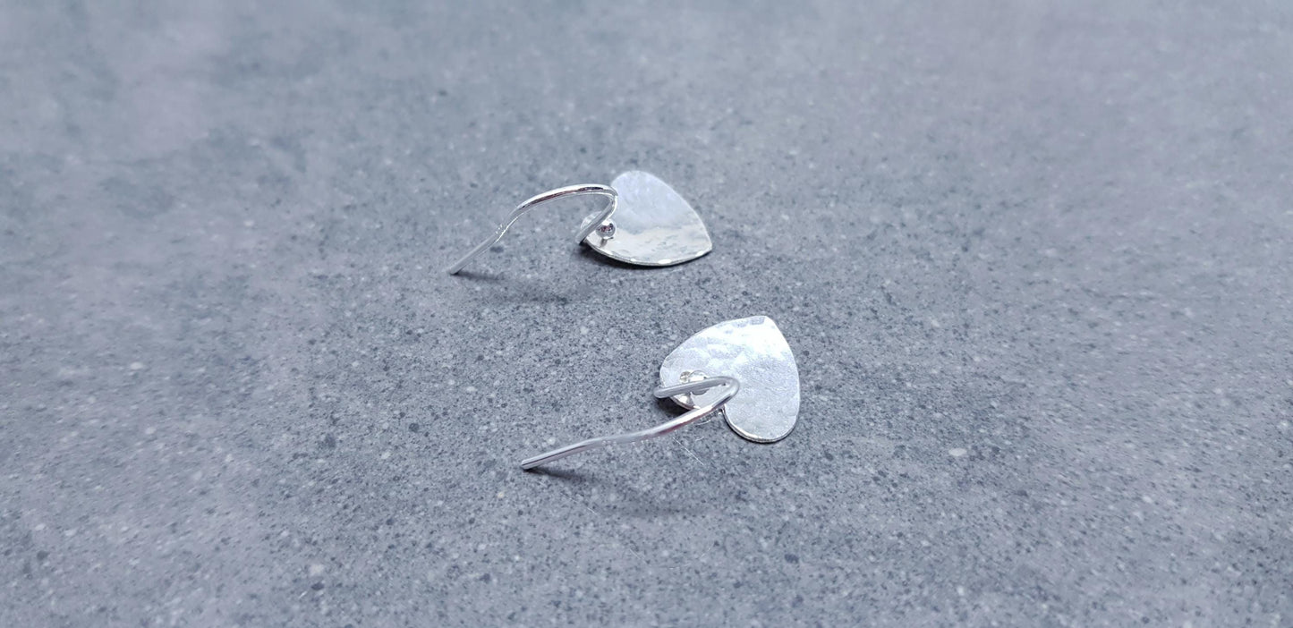 Sterling Silver Heart Earrings, Silver Heart Earrings, Solid 925 Sterling Silver Heart Earrings, Sterling Silver Ear Wires