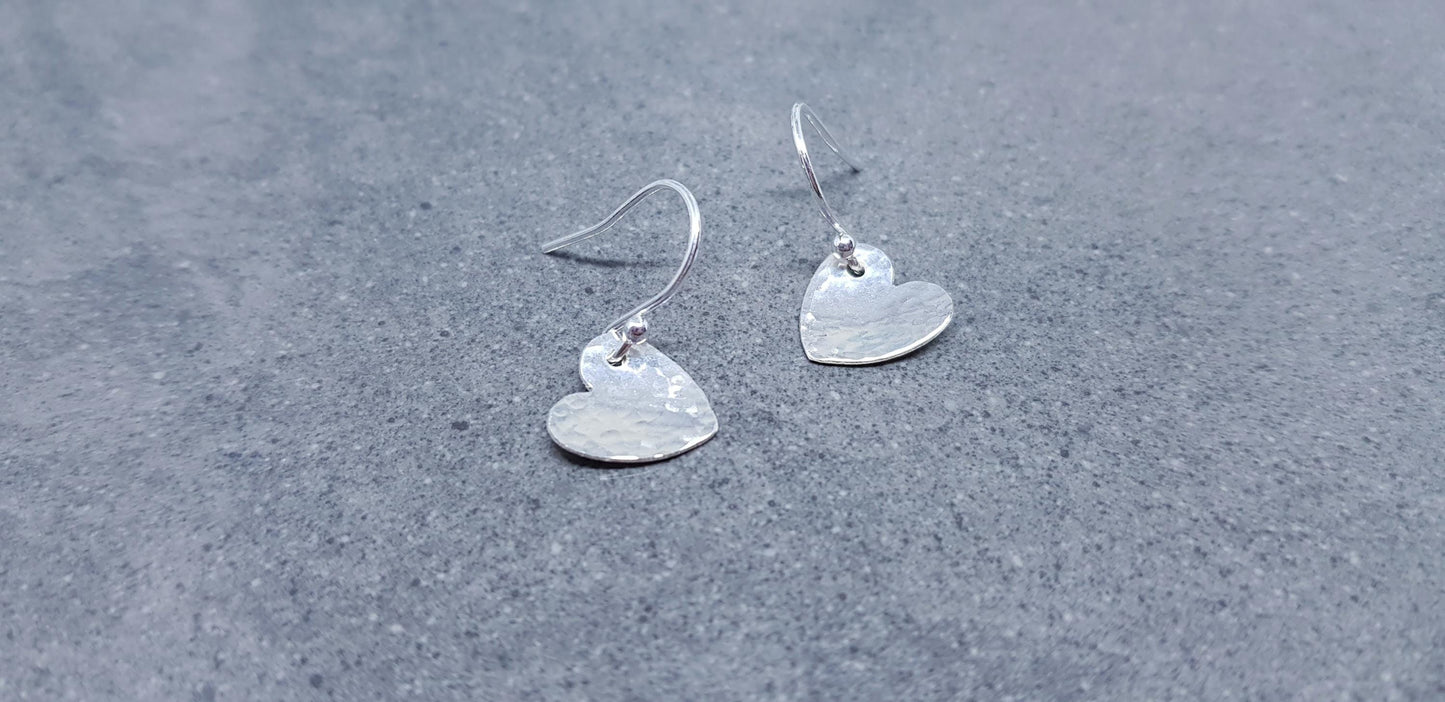 Sterling Silver Heart Earrings, Silver Heart Earrings, Solid 925 Sterling Silver Heart Earrings, Sterling Silver Ear Wires