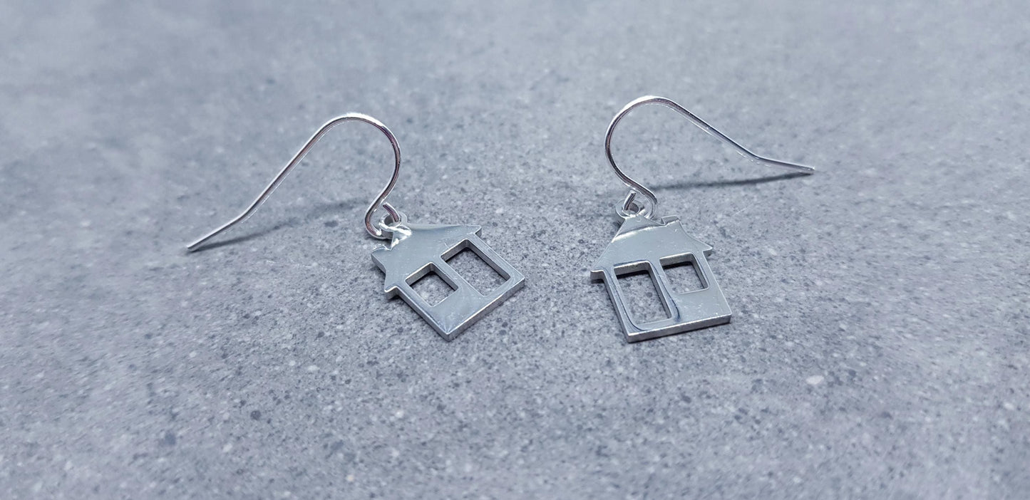 House Earrings, Hypoallergenic Ear Wires, Family Home Earrings, New Home Gifts, Gold Stainless Steel Earrings, Gift for her