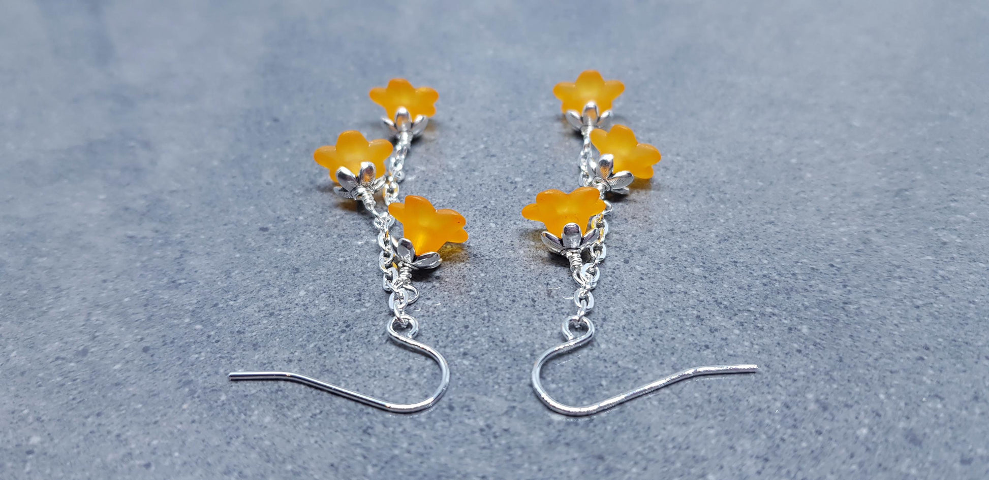 Flower Earrings, Hypoallergenic Ear Wires, Orange Earrings, Boho Jewelry, Simple Vintage Earrings