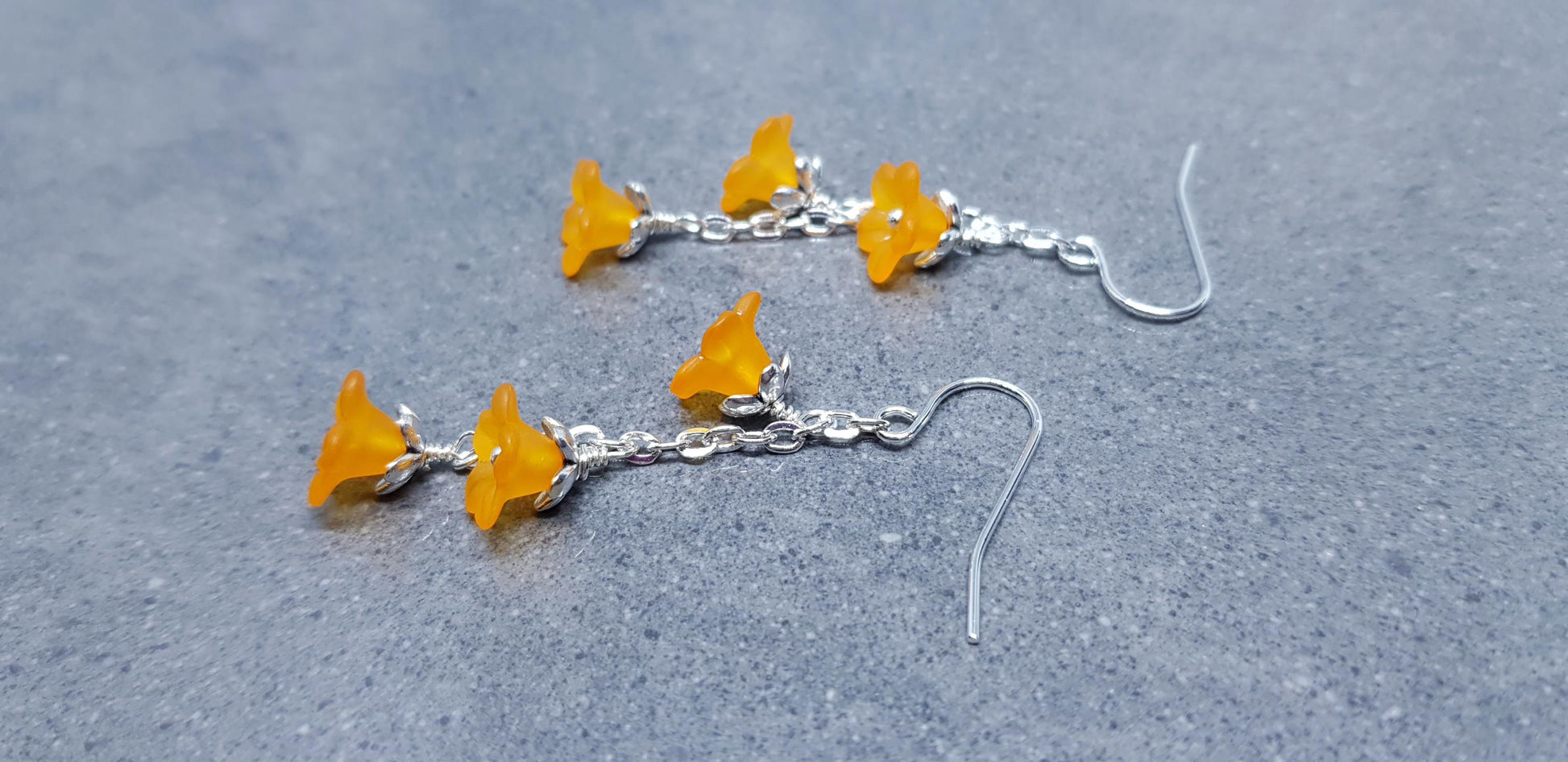 Flower Earrings, Hypoallergenic Ear Wires, Orange Earrings, Boho Jewelry, Simple Vintage Earrings