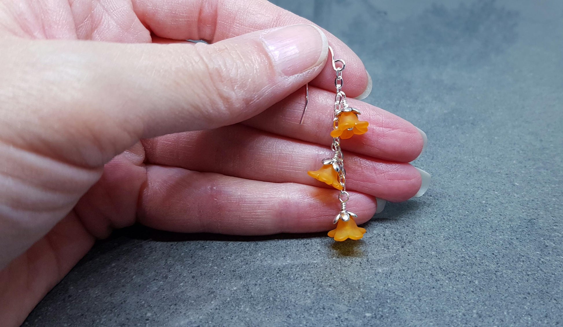 Flower Earrings, Hypoallergenic Ear Wires, Orange Earrings, Boho Jewelry, Simple Vintage Earrings