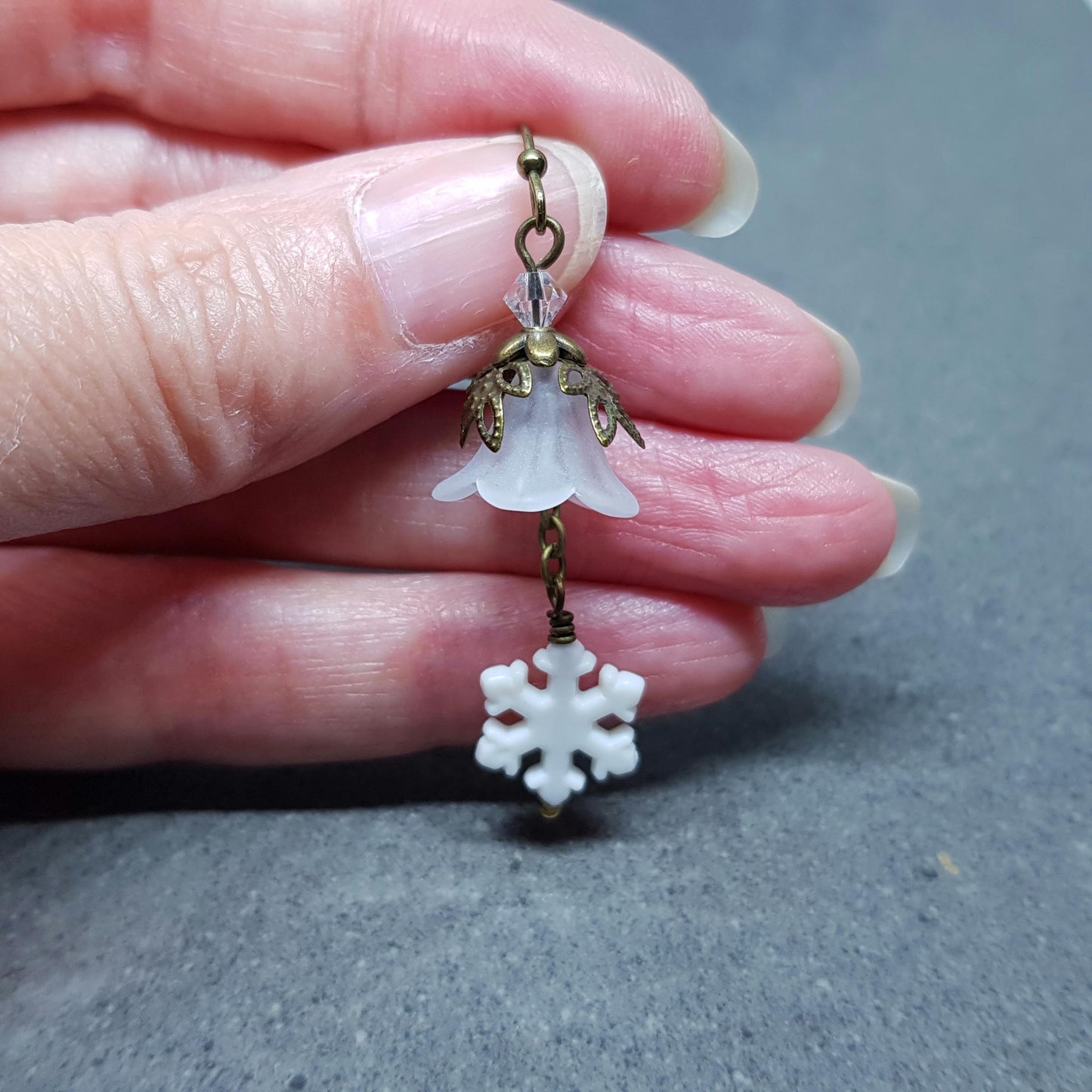 Christmas Flower Earrings, Choice of Ear Wires, White Snowflake Earrings, Seasonal Earrings, Festive Jewellery, PRIMERO Crystals®