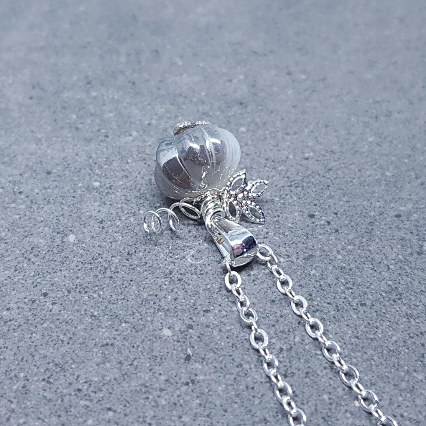 Glass Pumpkin Necklace, Silver Plated or Sterling Silver Chain, Glass Jewelry, Autumn Necklace, Fall, Halloween, Thanksgiving