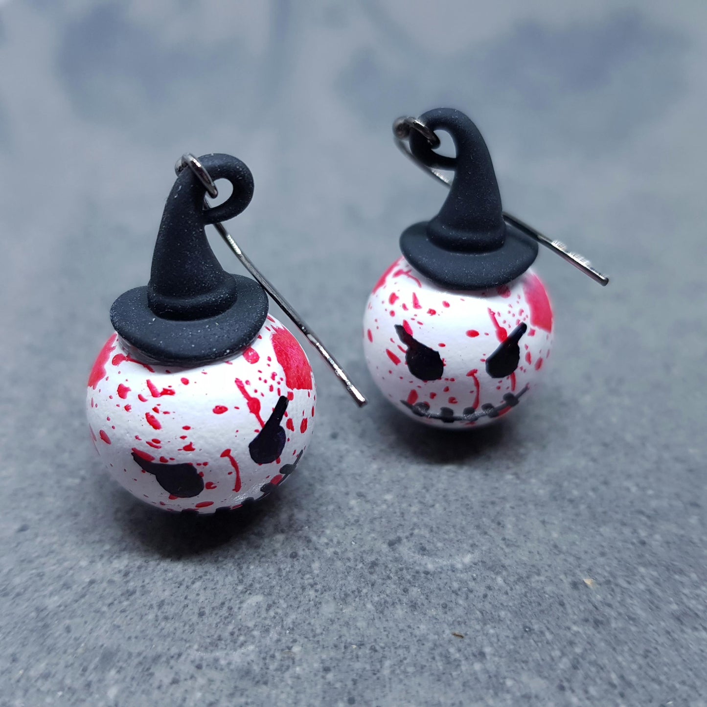 Pumpkin Earrings, Choice Ear Wires, Jack O'lantern Earrings, Scary Pumpkin Jewelry, Autumn/Fall Earrings, Halloween, Blood Splattered