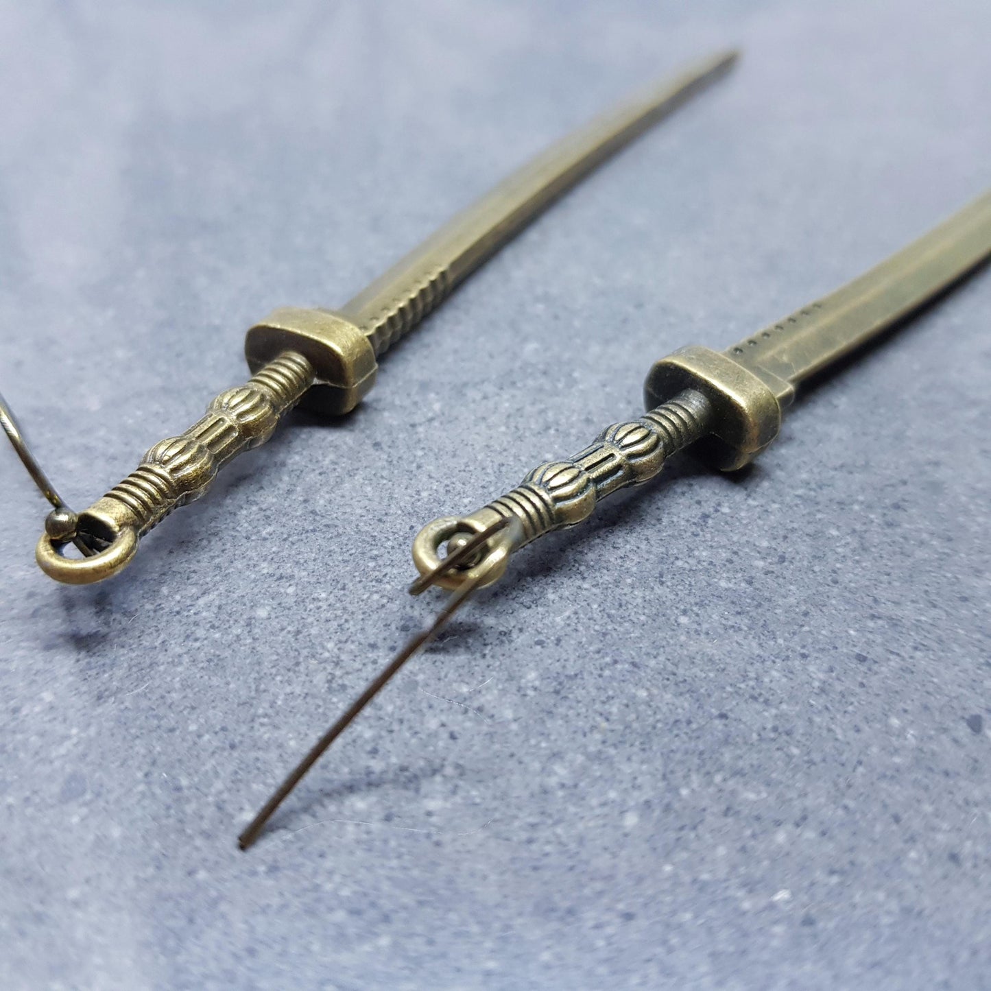 Bronze Sword Earrings, Hypoallergenic Ear Wires, Long Sword Earrings, Gothic Earrings, UK