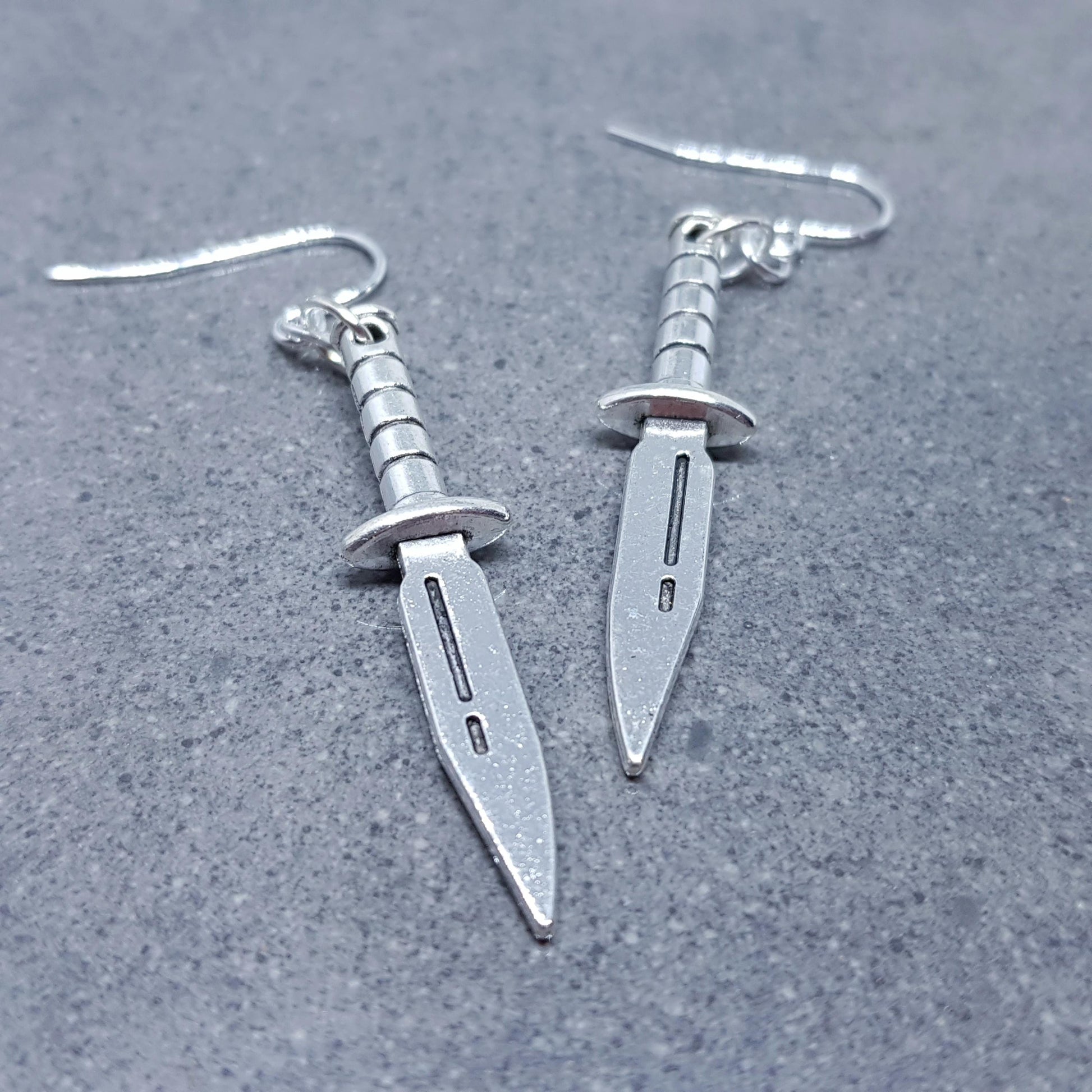 Dagger Earrings, Hypoallergenic Ear Wires with Choice Of Ear Wires, Silver Sword Earrings, Gothic Jewellery, UK