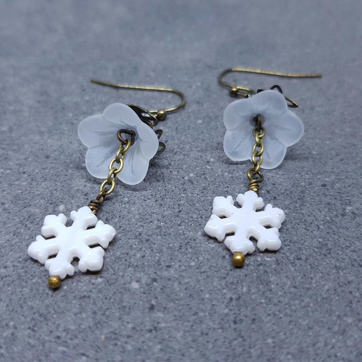 Christmas Flower Earrings, Choice of Ear Wires, White Snowflake Earrings, Seasonal Earrings, Festive Jewellery, PRIMERO Crystals®