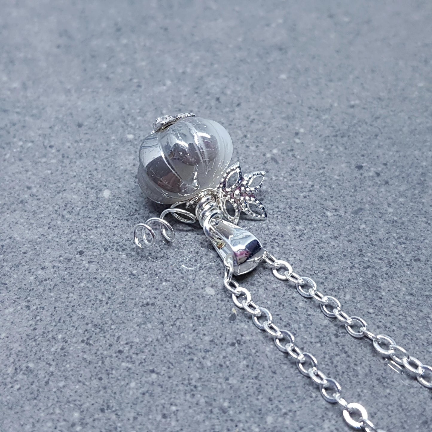 Glass Pumpkin Necklace, Silver Plated or Sterling Silver Chain, Glass Jewelry, Autumn Necklace, Fall, Halloween, Thanksgiving