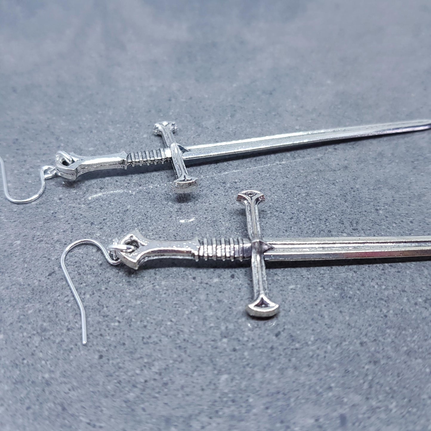 Dagger Earrings, Hypoallergenic Ear Wires, Long Sword Earrings, Gothic Jewellery, UK