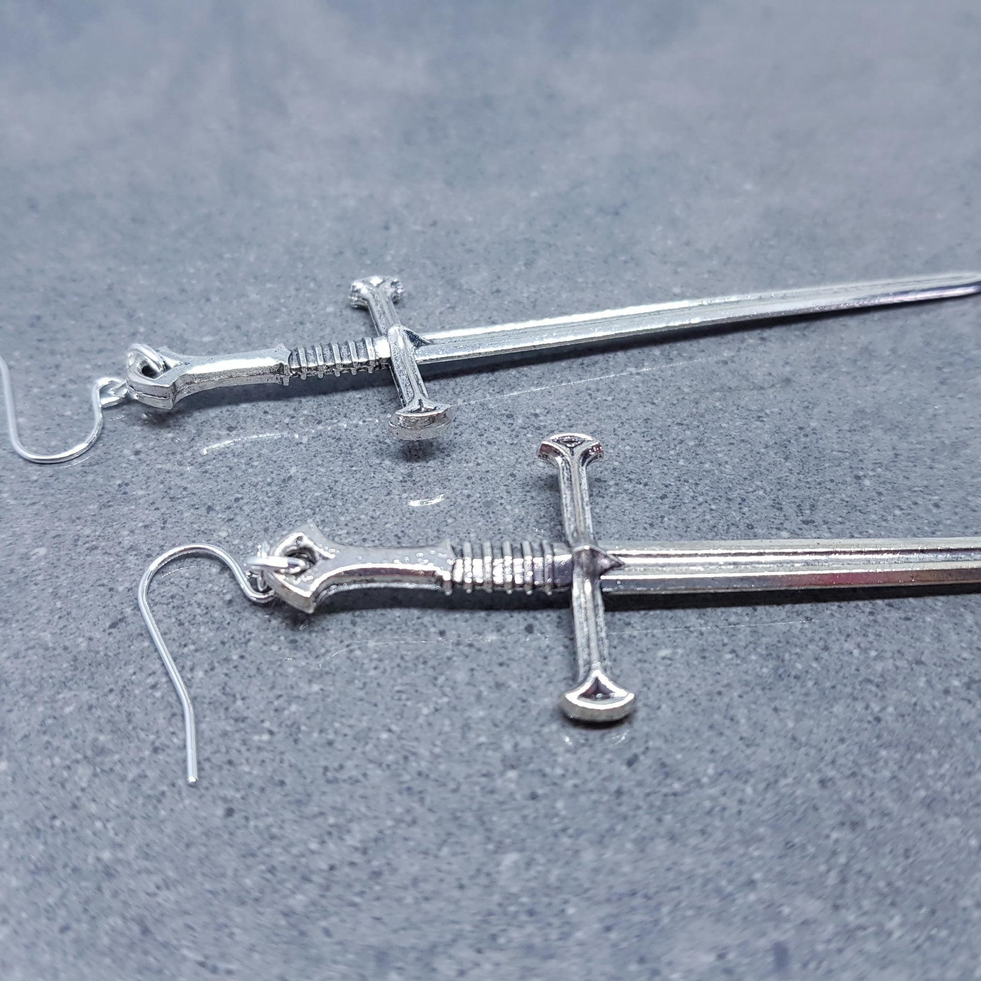 Dagger Earrings, Hypoallergenic Ear Wires, Long Sword Earrings, Gothic Jewellery, UK