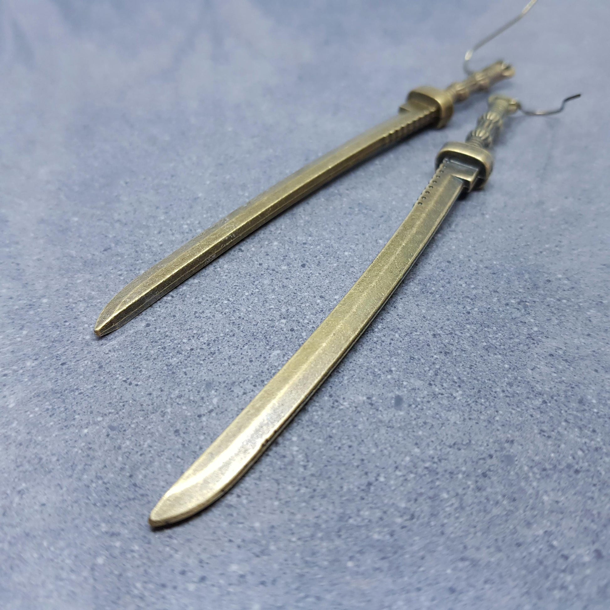 Bronze Sword Earrings, Hypoallergenic Ear Wires, Long Sword Earrings, Gothic Earrings, UK