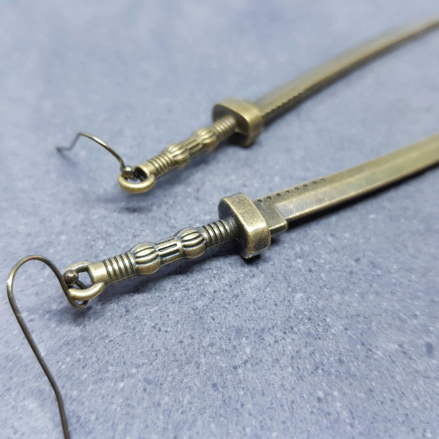 Bronze Sword Earrings, Hypoallergenic Ear Wires, Long Sword Earrings, Gothic Earrings, UK