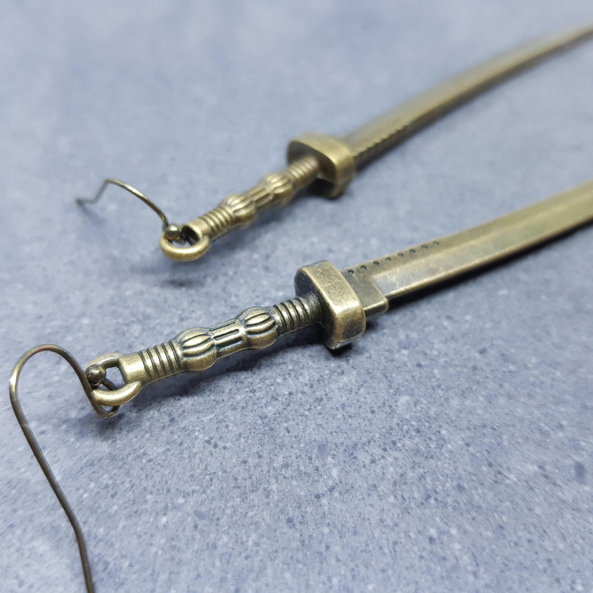 Bronze Sword Earrings, Hypoallergenic Ear Wires, Long Sword Earrings, Gothic Earrings, UK