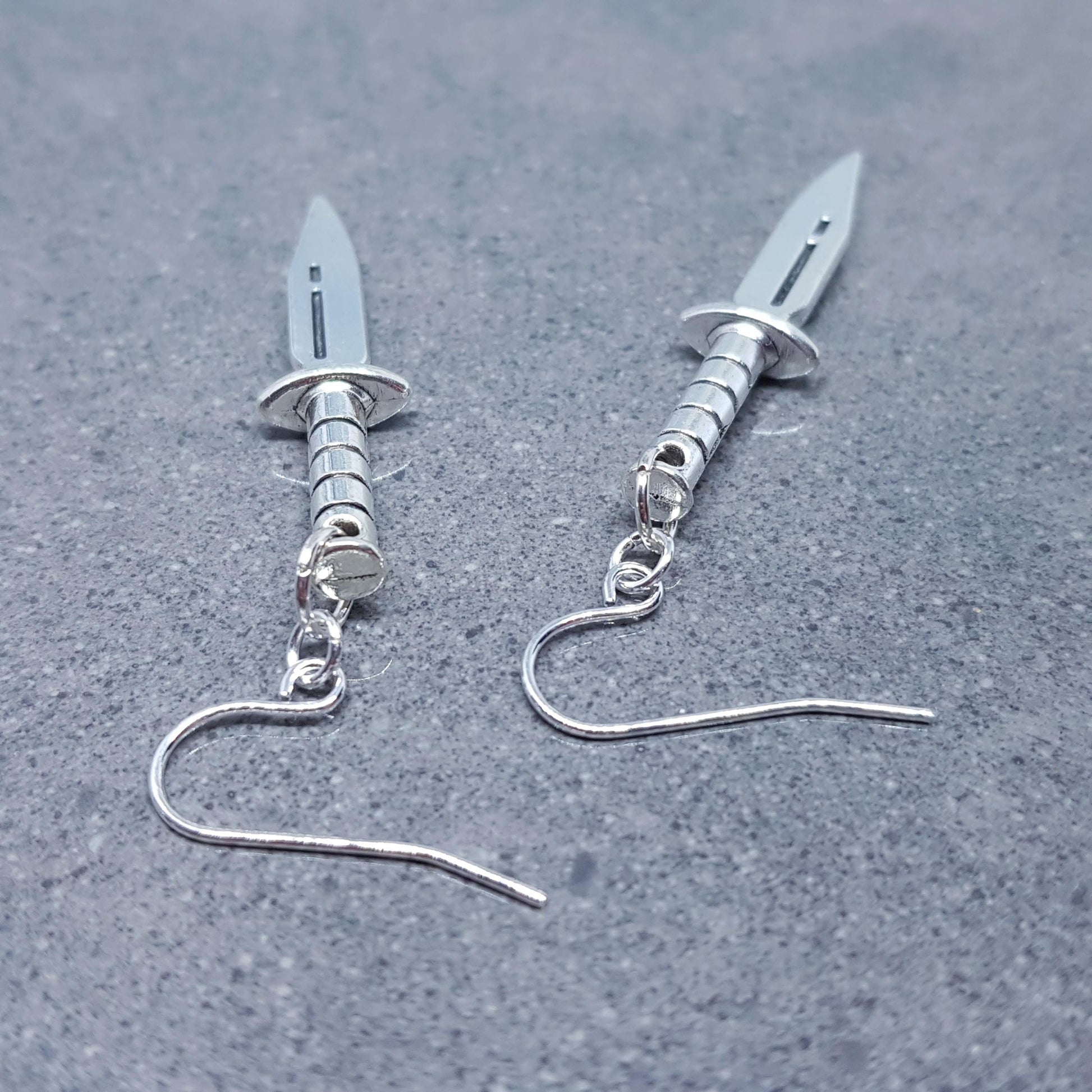 Dagger Earrings, Hypoallergenic Ear Wires with Choice Of Ear Wires, Silver Sword Earrings, Gothic Jewellery, UK