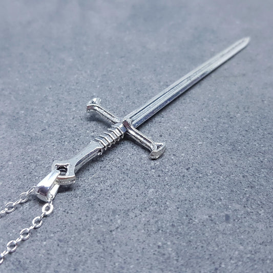 Silver Sword Necklace, Dagger Choker, Costume Dagger Necklace, Sword Choker, Gothic Jewellery, UK