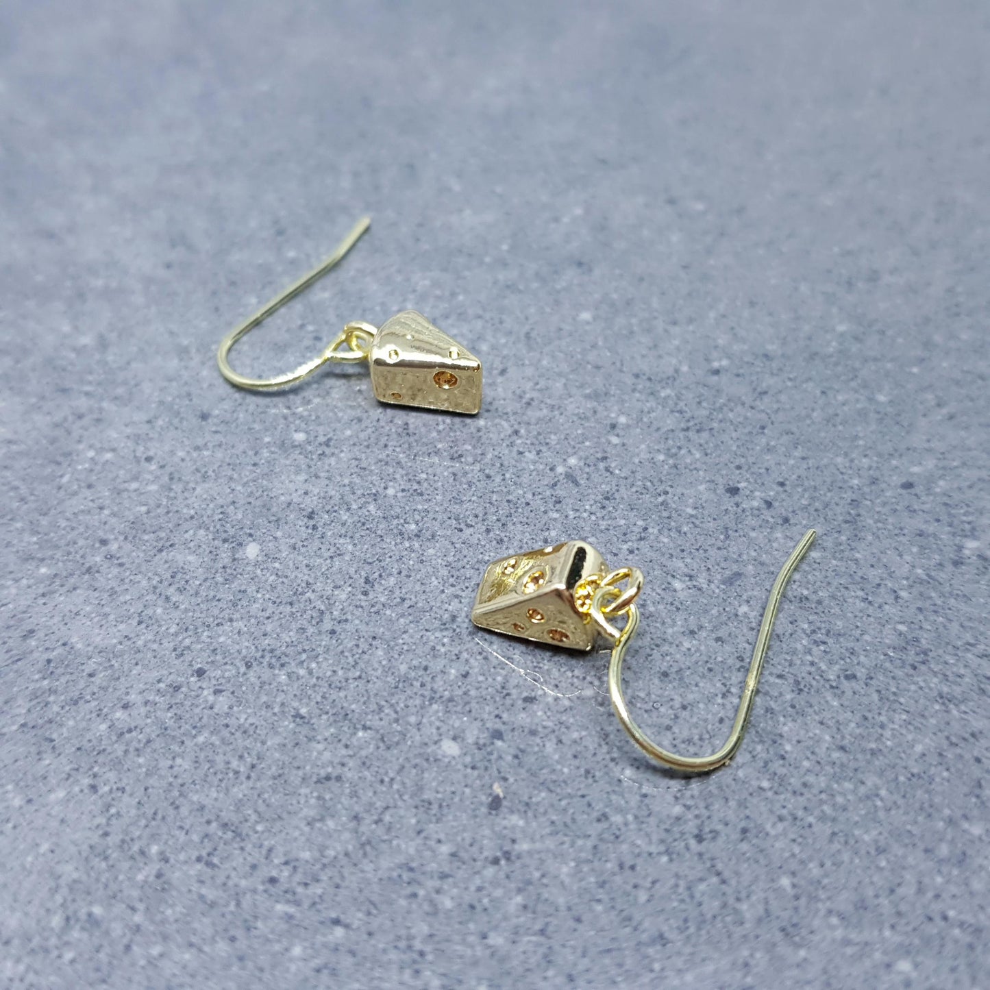 Cheese Earrings, Choice of Ear Wires, Gold Plated Jewelry, Celebration Earrings, Foodie Gift Ideas