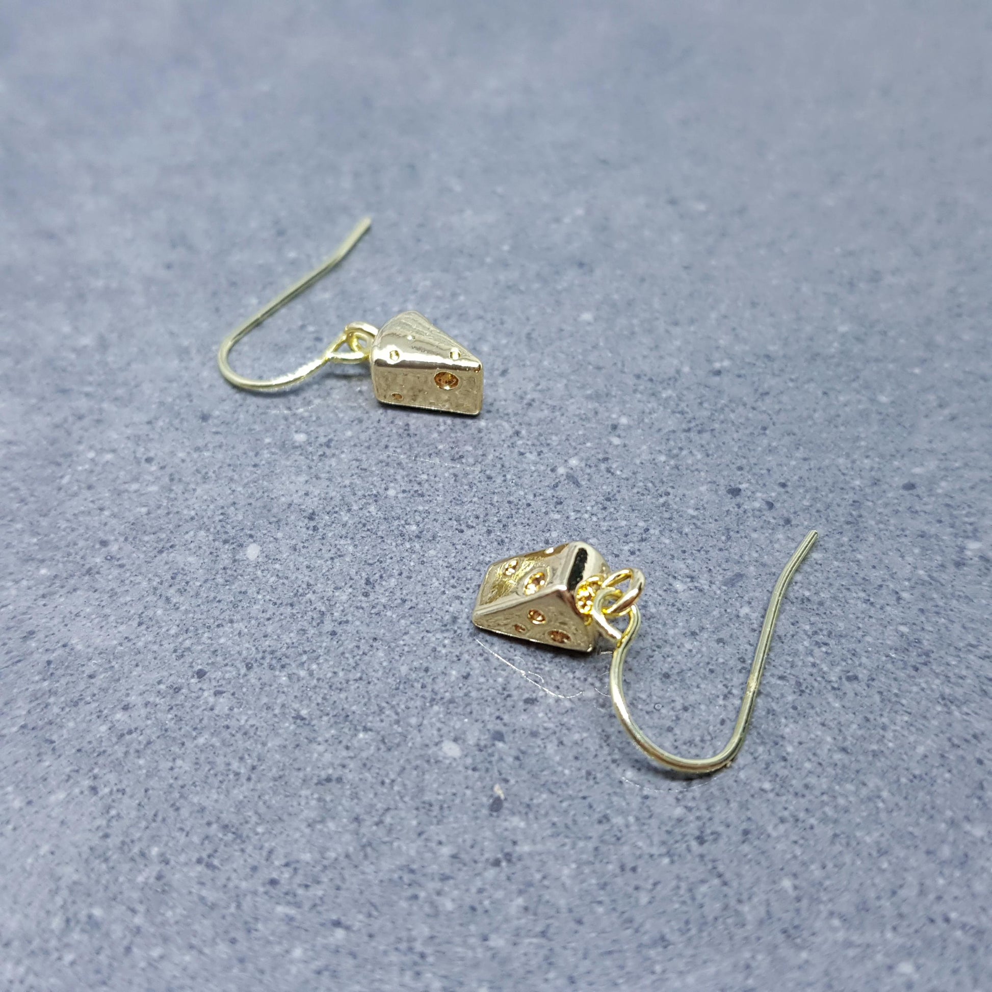 Cheese Earrings, Choice of Ear Wires, Gold Plated Jewelry, Celebration Earrings, Foodie Gift Ideas