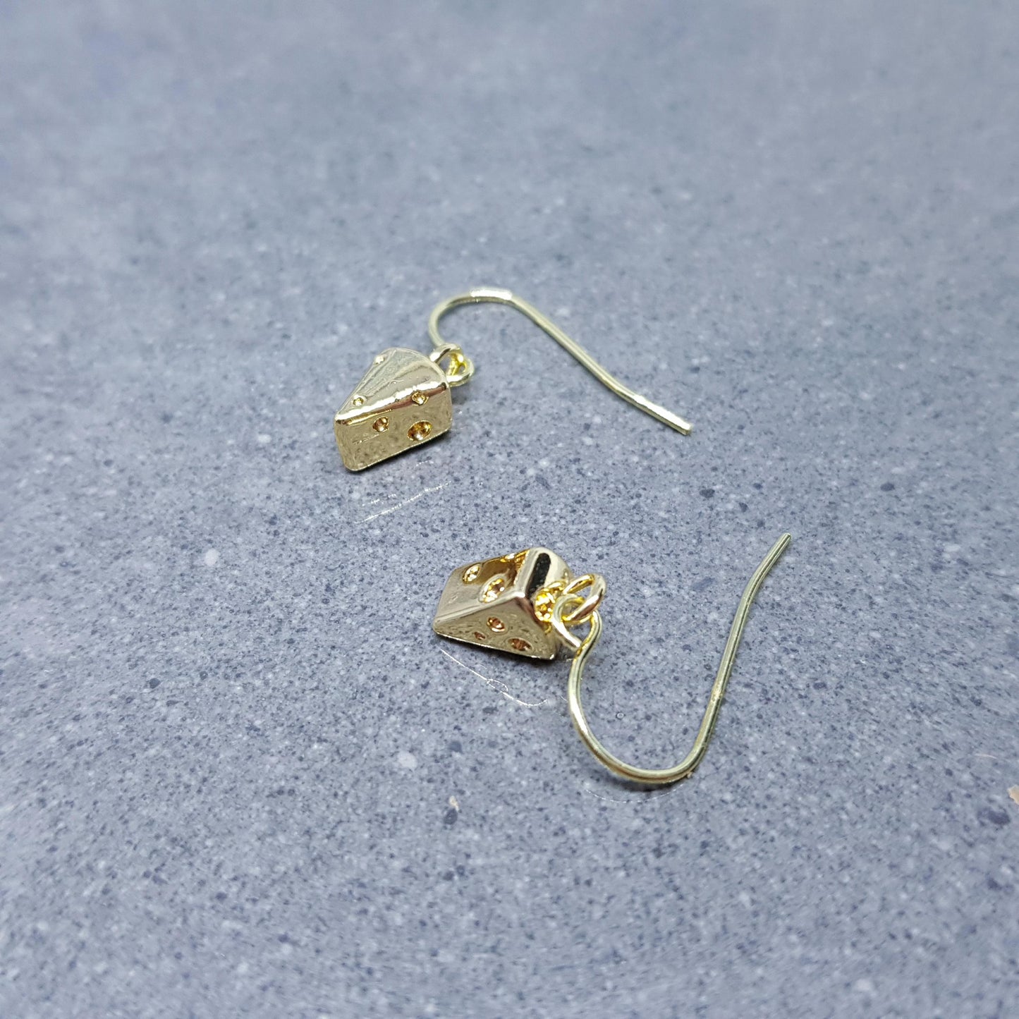 Cheese Earrings, Choice of Ear Wires, Gold Plated Jewelry, Celebration Earrings, Foodie Gift Ideas