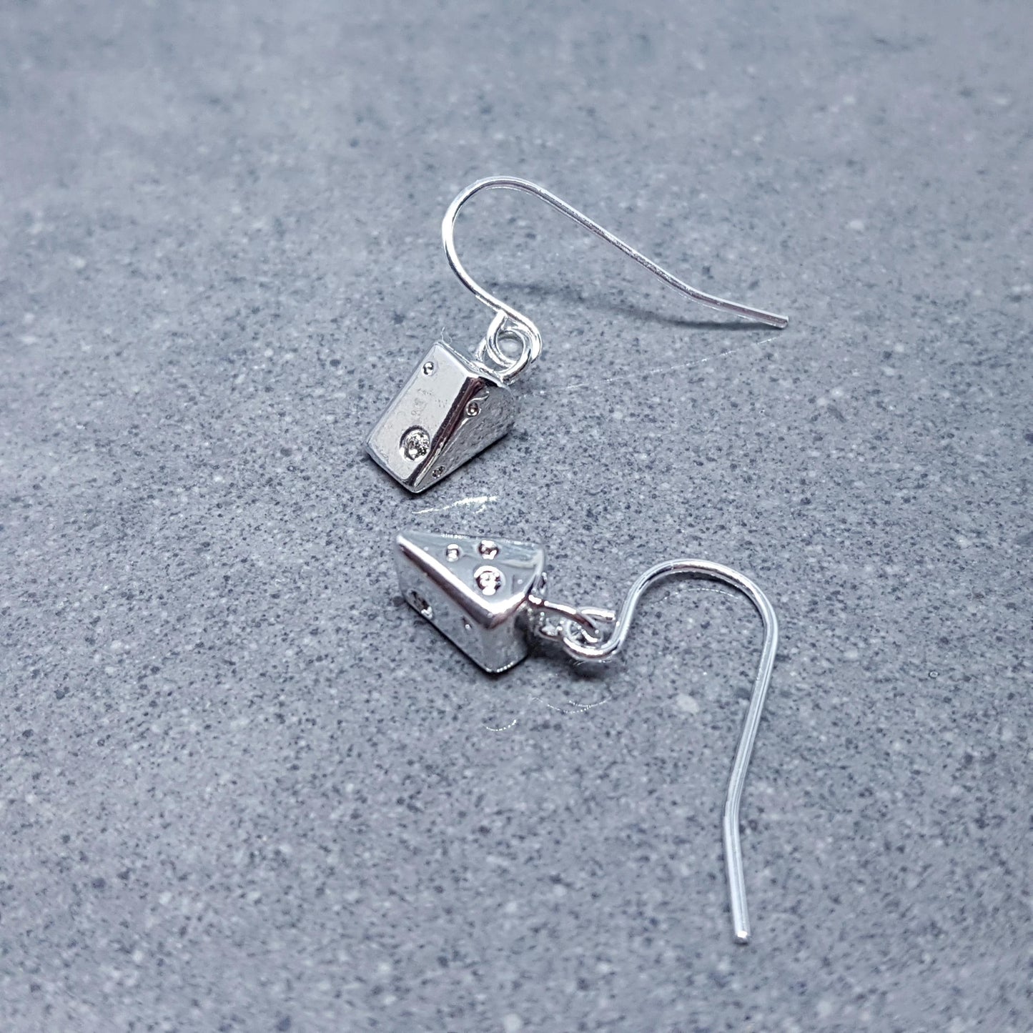 Cheese Earrings, Choice of Ear Wires, Silver Cheese Earrings, Brass Cheese Jewellery, Gift Ideas