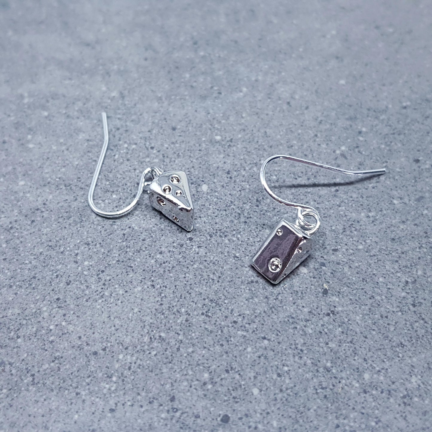 Cheese Earrings, Choice of Ear Wires, Silver Cheese Earrings, Brass Cheese Jewellery, Gift Ideas