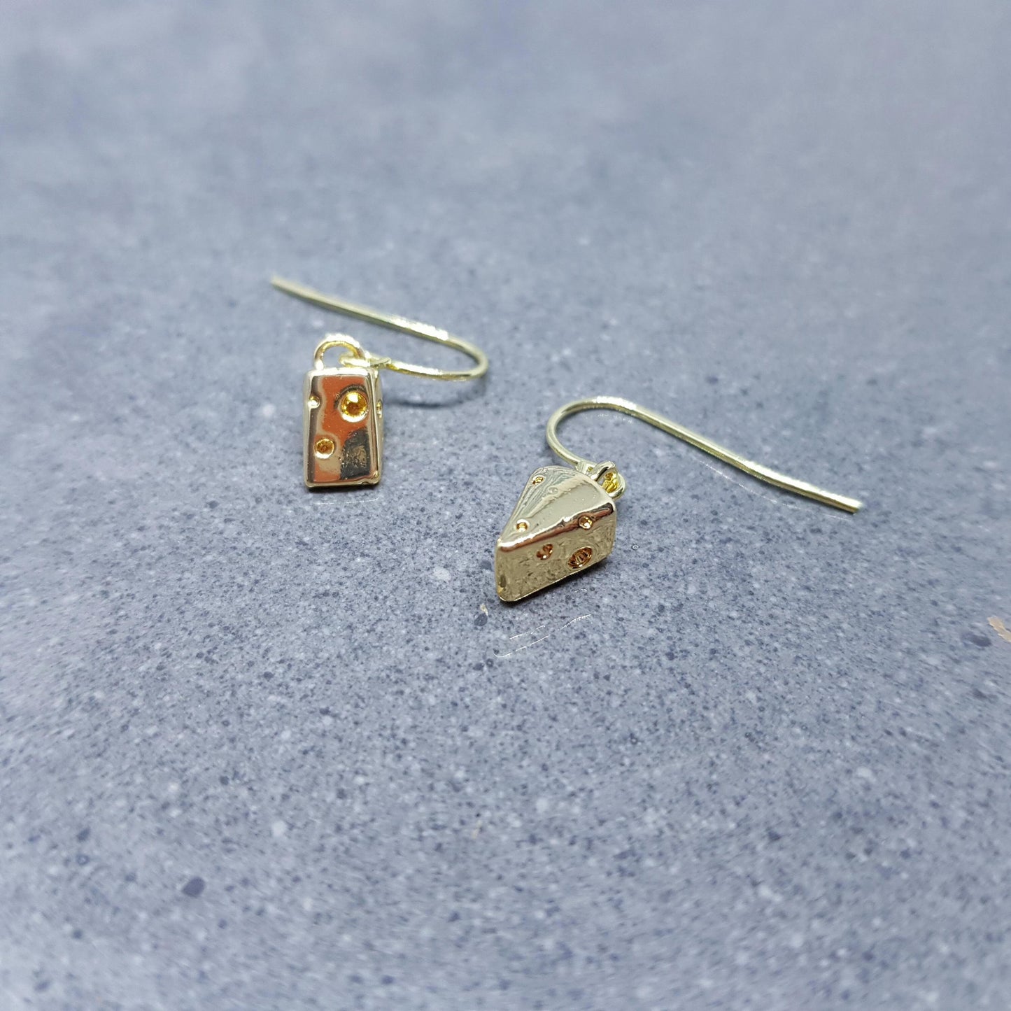 Cheese Earrings, Choice of Ear Wires, Gold Plated Jewelry, Celebration Earrings, Foodie Gift Ideas