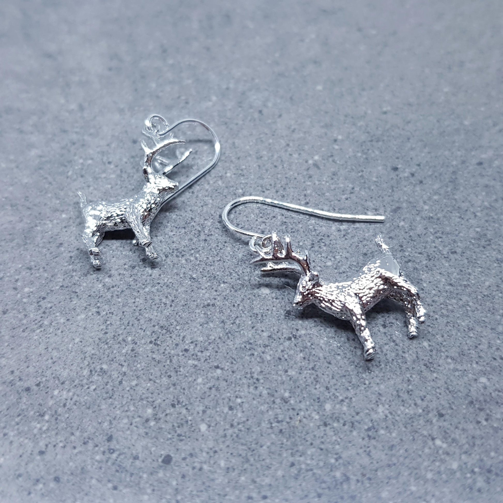 Reindeer Earrings, Hypoallergenic Ear Wires, Silver Reindeer Earrings, Christmas Earrings, Festive Earrings