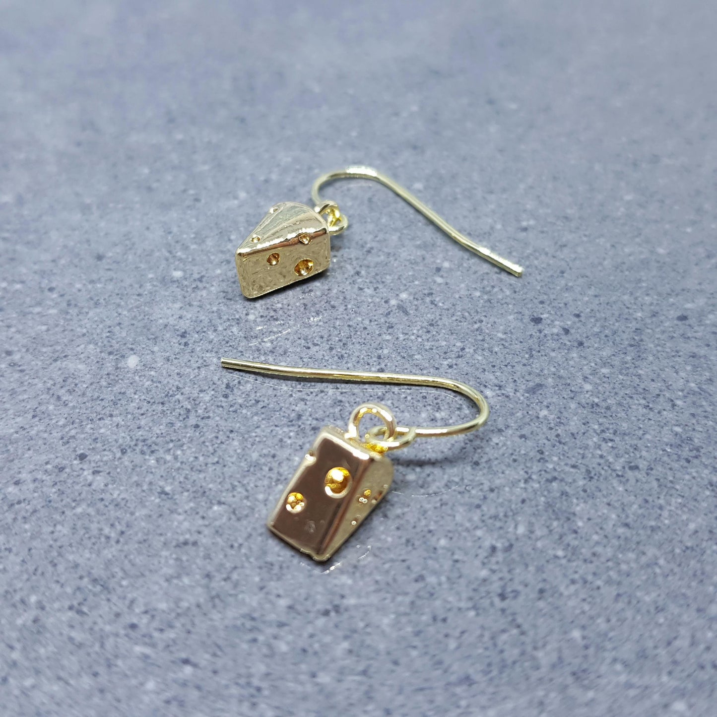 Cheese Earrings, Choice of Ear Wires, Gold Plated Jewelry, Celebration Earrings, Foodie Gift Ideas