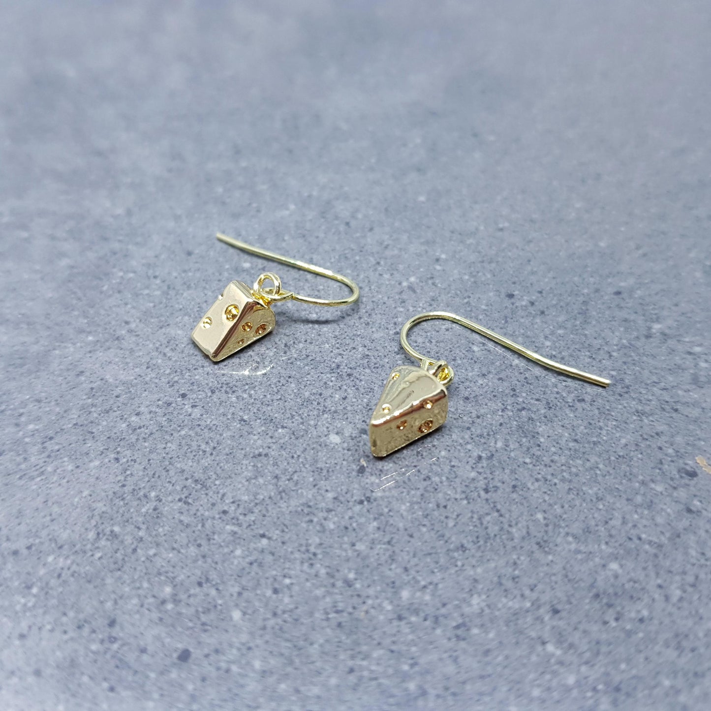 Cheese Earrings, Choice of Ear Wires, Gold Plated Jewelry, Celebration Earrings, Foodie Gift Ideas