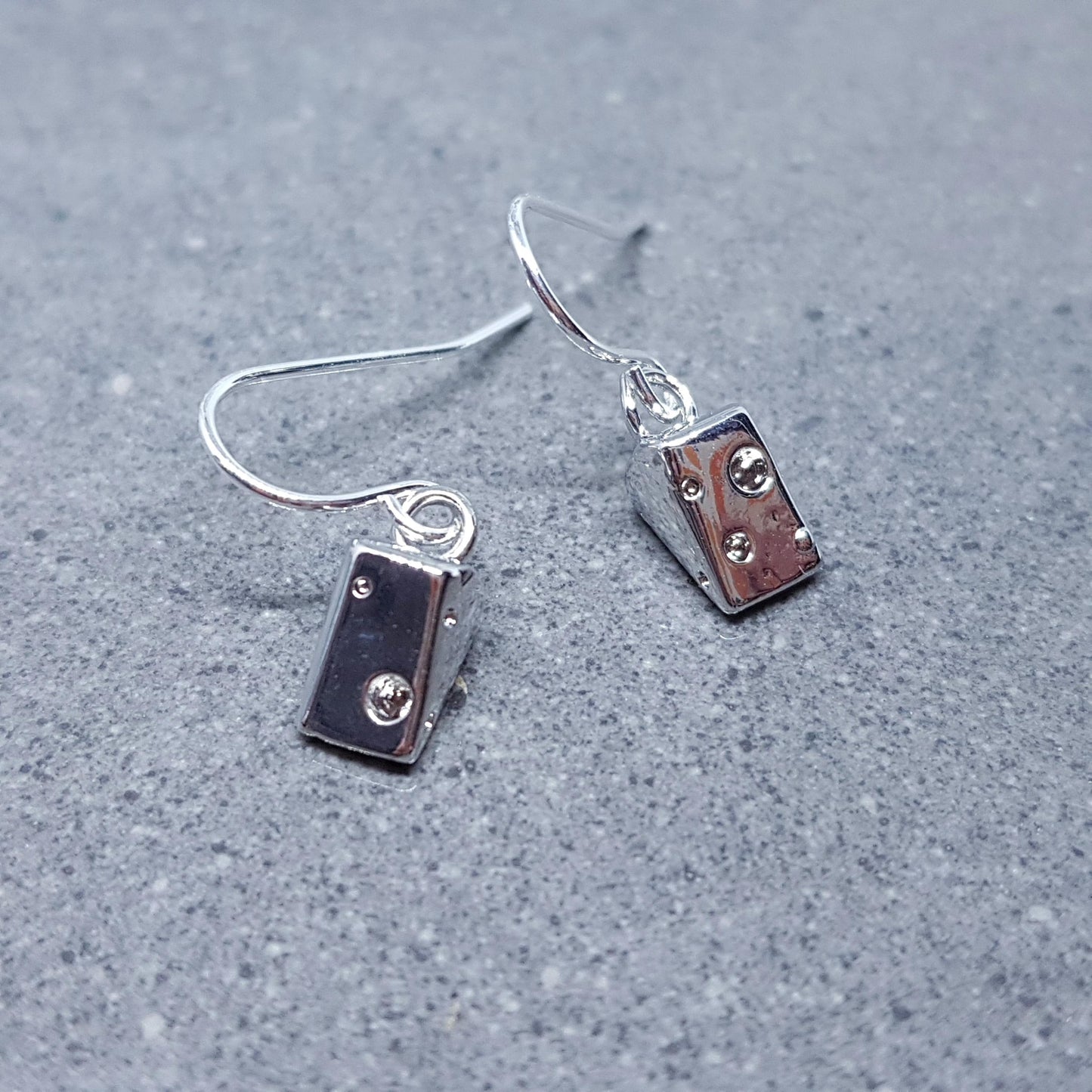 Cheese Earrings, Choice of Ear Wires, Silver Cheese Earrings, Brass Cheese Jewellery, Gift Ideas